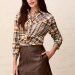 Tribal Faux Leather A-Line Mini Skirt | Dark Chocolate - Juli's Wearable Art