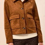 Tribal Faux Suede Button Front Jacket | Dark Gold - Juli's Wearable Art
