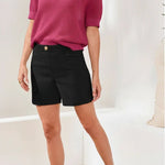 Tribal Flatten It® Button - Front Pull - On Shorts | Black - Juli's Wearable Art