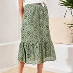 Tribal Floral Embroidered Tiered Boho Maxi Skirt – Moss - Juli's Wearable Art