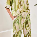 Tribal Flowy Linen Dolman Elbow Sleeve Blouse | Mint Leaf - Juli's Wearable Art