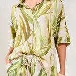 Tribal Flowy Linen Dolman Elbow Sleeve Blouse | Mint Leaf - Juli's Wearable Art
