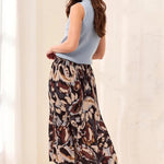 Tribal Flowy Plissé Printed Crepe Skirt – Steel Mix - Juli's Wearable Art