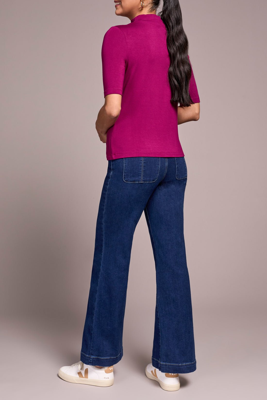 Tribal Funnel Neck Elbow Sleeve Knit Top – Plum Wine - Juli's Wearable Art