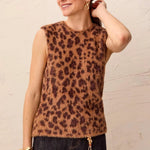 Tribal Fuzzy Leopard Print Sleeveless Crew Neck Knit Top | Hazelwood - Juli's Wearable Art