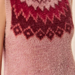 Tribal Fuzzy Soft-Knit Fair Isle Sweater Vest | Pink Frost - Juli's Wearable Art