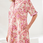 Tribal Half Sleeve Button Front Dress | Wisteria - Juli's Wearable Art