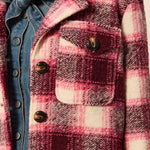 Tribal Knit Plaid Notch Collar Buttoned Shacket | Cherry Lacquer - Juli's Wearable Art