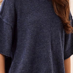 Tribal Lightweight Drop Shoulder Crew Neck Elbow Sleeve Sweater | Heathered Nightfall - Juli's Wearable Art