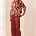 Tribal Lightweight Printed Long-Sleeve Funnel Neck Sweater | Henna - Juli's Wearable Art