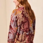 Tribal Lightweight Printed Long-Sleeve Funnel Neck Sweater | Henna - Juli's Wearable Art