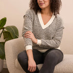Tribal Lightweight Textured - Knit V - Neck Sweater – Cream - Juli's Wearable Art