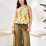 Tribal Lined Bubble Hem Blouse with Neck Detail | Kiwi Zest - Juli's Wearable Art