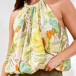 Tribal Lined Bubble Hem Blouse with Neck Detail | Kiwi Zest - Juli's Wearable Art
