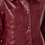 Tribal Lined Faux Leather Button Front Jacket | Cherry Lacquer - Juli's Wearable Art
