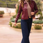 Tribal Lined Faux Leather Button Front Jacket | Cherry Lacquer - Juli's Wearable Art