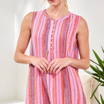 Tribal Linen Sleeveless A - Line Dress with Pintuck Detail | Rose Silk - Juli's Wearable Art