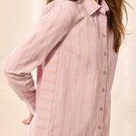 Tribal Long Sleeve Button-Front Shirt with Side Panels | Violet Ice - Juli's Wearable Art