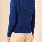 Tribal Long Sleeve Crew Neck Sweater with Pointelle Detail | Stellar - Juli's Wearable Art