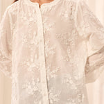Tribal Long Sleeve Embroidered Button Front Blouse | Cream - Juli's Wearable Art