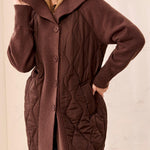 Tribal Long Sleeve Mixed Media Puffer Coat | Hickory - Juli's Wearable Art