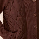 Tribal Long Sleeve Mixed Media Puffer Coat | Hickory - Juli's Wearable Art