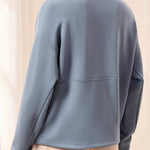 Tribal Long Sleeve Mock Neck Zip Top | Blue Fog - Juli's Wearable Art