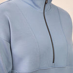Tribal Long Sleeve Mock Neck Zip Top | Blue Fog - Juli's Wearable Art