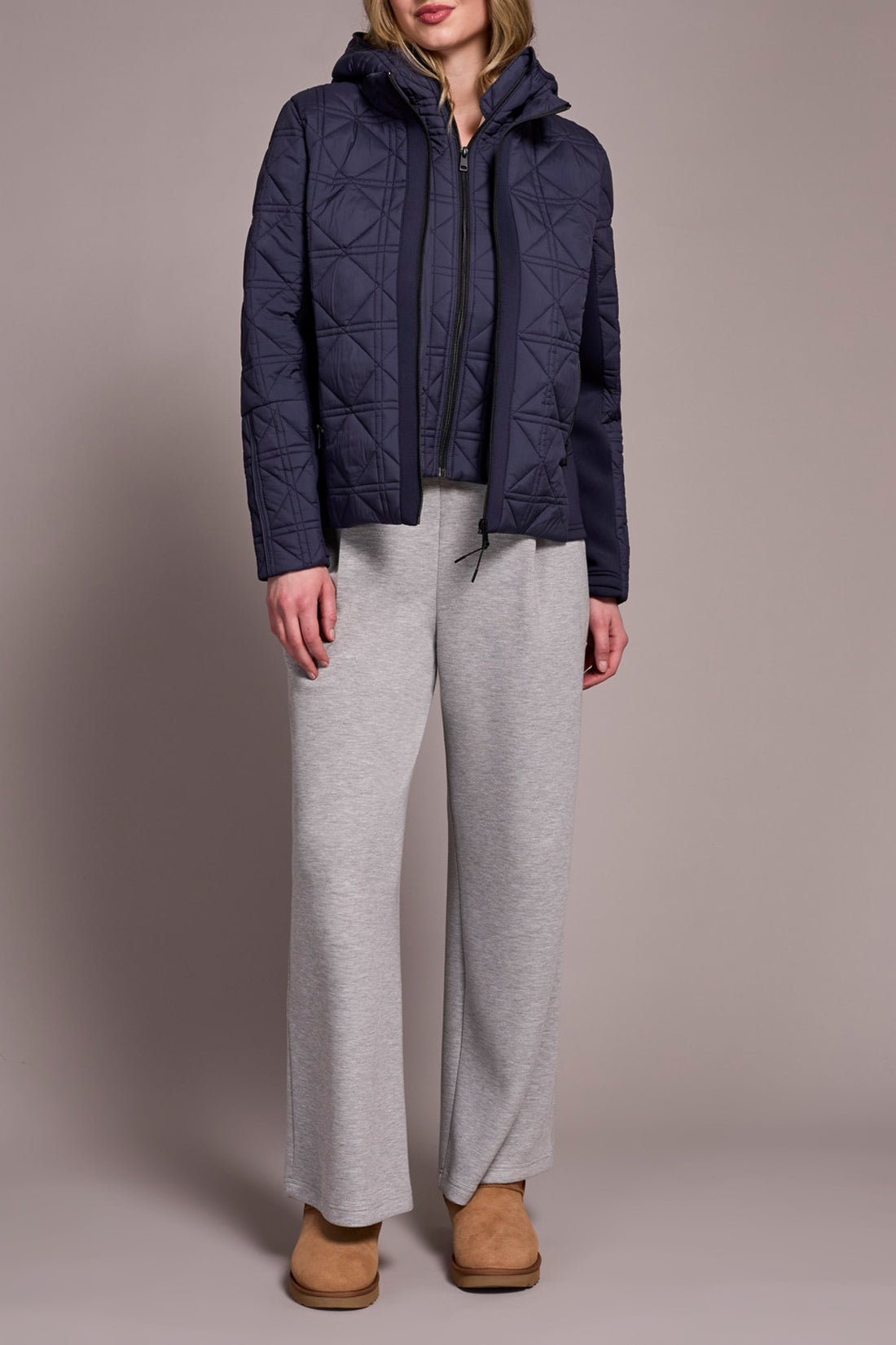 Tribal Long Sleeve Zip Front Puffer With Removable Hood - Juli's Wearable Art