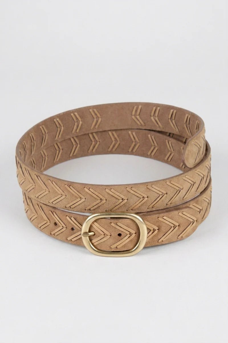 Tribal Mackenzie Laced Suede Leather Belt | Tan