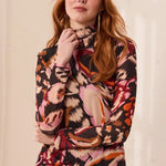 Tribal Mesh Turtleneck Top with Lining | Cherry Lacquer - Juli's Wearable Art