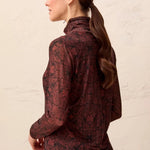 Tribal Mesh Turtleneck Top With Lining | Rustic Brown - Juli's Wearable Art