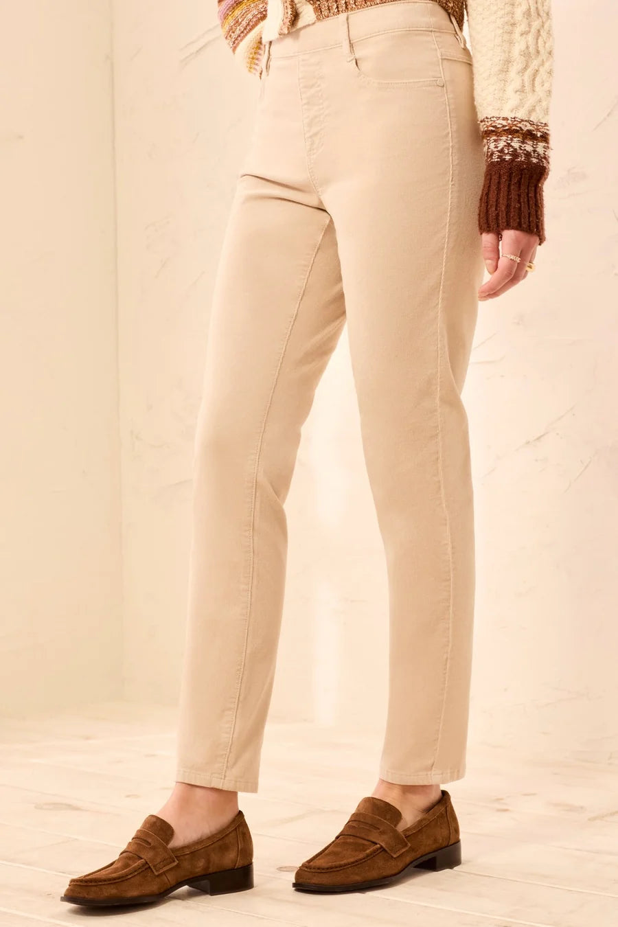 Tribal Micro Cord Audrey Pull-On Slim Jeans | Antique White
