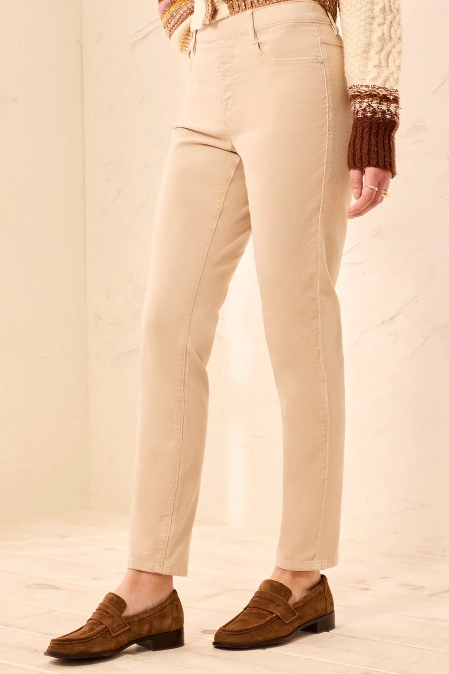 Tribal Micro Cord Audrey Pull-On Slim Jeans | Antique White