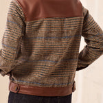 Tribal Mixed Media Plaid Shacket with Faux Leather | Intense Rust - Juli's Wearable Art