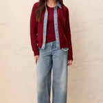 Tribal Mixed Media Sweater Jacket with Denim Details | Cherry Lacquer - Juli's Wearable Art