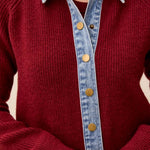 Tribal Mixed Media Sweater Jacket with Denim Details | Cherry Lacquer - Juli's Wearable Art