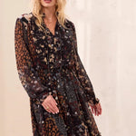 Tribal Mixed Print Drama Maxi Dress With Smocked Waist - Juli's Wearable Art