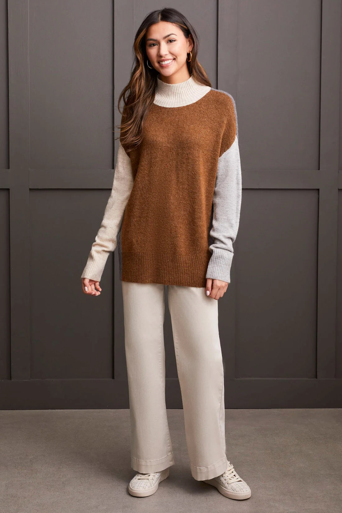 Tribal MOCK NECK COLORBLOCK SWEATER