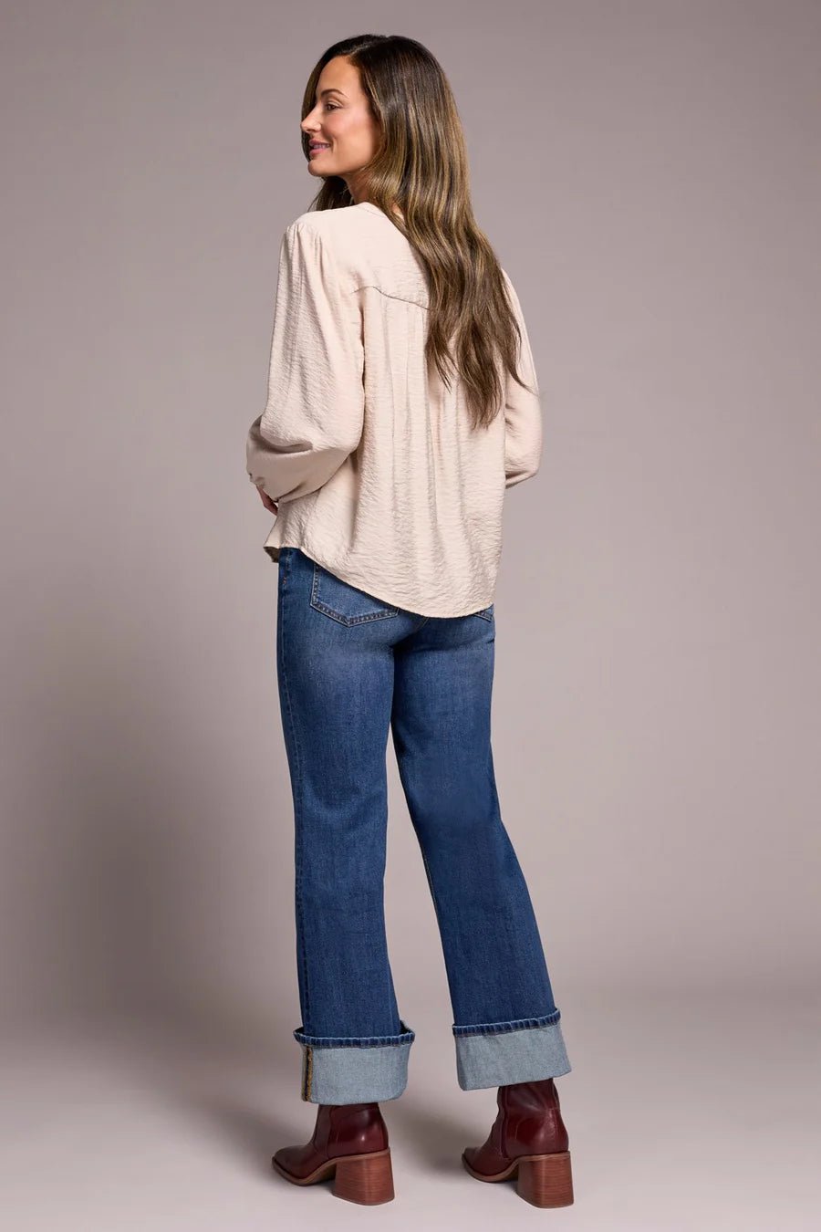 Tribal Notched Neck Blouse with Front Placket Detail - Juli's Wearable Art