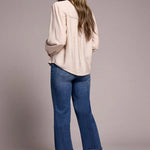Tribal Notched Neck Blouse with Front Placket Detail - Juli's Wearable Art