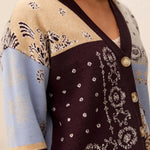 Tribal Novelty Jacquard V-Neck Sweater Cardigan | Satinsky - Juli's Wearable Art