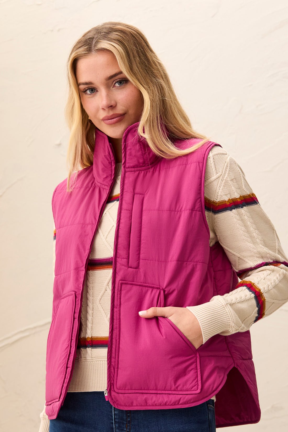 Tribal Packable Puffer Vest | Mulberry