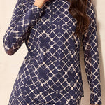 Tribal Performance Long Sleeve Quarter Zip Top | Estate Blue - Juli's Wearable Art