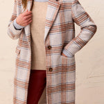 Tribal Plaid Car Coat with Removable Hood – Cream - Juli's Wearable Art
