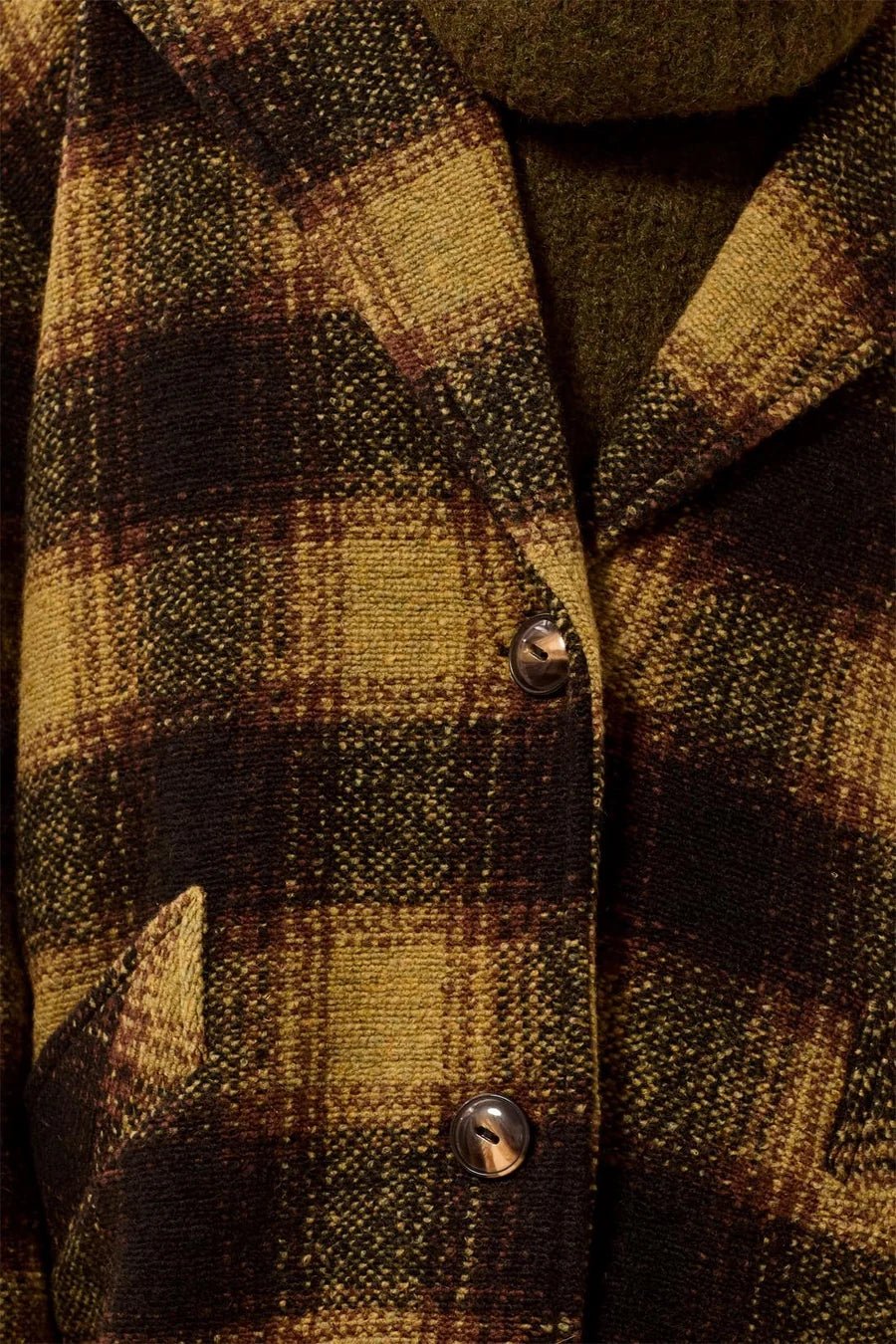 Tribal Plaid Cocoon Button Front Structured Coat | Saddle Brown - Juli's Wearable Art