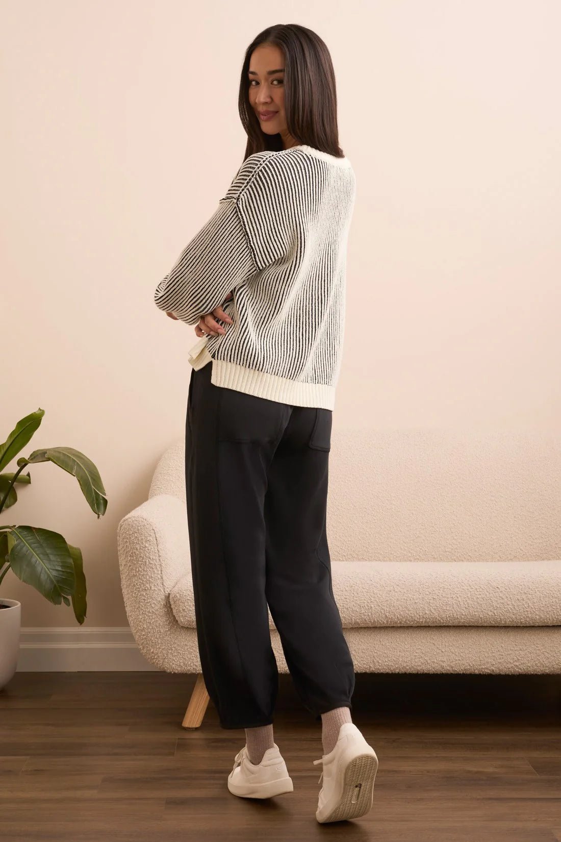 Tribal Plaited Chenille Crew Neck Ribbed Sweater - Juli's Wearable Art