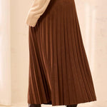 Tribal Pleated Stretchy Faux Suede Pull-On Maxi Skirt | Hickory - Juli's Wearable Art