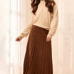 Tribal Pleated Stretchy Faux Suede Pull-On Maxi Skirt | Hickory - Juli's Wearable Art