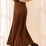 Tribal Pleated Stretchy Faux Suede Pull-On Maxi Skirt | Hickory - Juli's Wearable Art